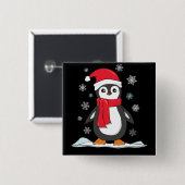 クリスマスかわいいペンギン 缶バッジ (正面&裏面)