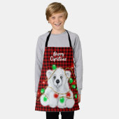 クリスマスかわいいホッキョクグマの子、サンタベアの子 エプロン (着用した状態)