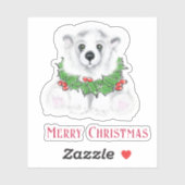 クリスマスかわいいホッキョクグマの子、サンタベアの子 シール (シート)