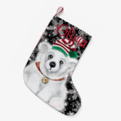 クリスマスかわいいホッキョクグマの子、サンタベアの子 スモールクリスマスストッキング (正面 (吊り時))