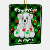 クリスマスかわいいホッキョクグマの子、サンタベアの子 セラミックオーナメント (右)