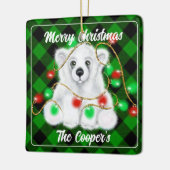 クリスマスかわいいホッキョクグマの子、サンタベアの子 セラミックオーナメント (左)