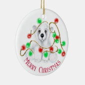 クリスマスかわいいホッキョクグマの子、サンタベアの子 セラミックオーナメント (右)