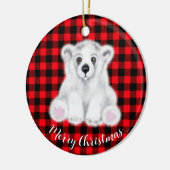 クリスマスかわいいホッキョクグマの子、サンタベアの子 セラミックオーナメント (左)