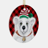 クリスマスかわいいホッキョクグマの子、サンタベアの子 セラミックオーナメント (右)