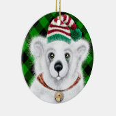 クリスマスかわいいホッキョクグマの子、サンタベアの子 セラミックオーナメント (右)