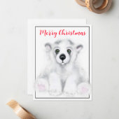 クリスマスかわいいホッキョクグマの子、サンタベアの子 ノートカード (正面/裏面インサイチュ)