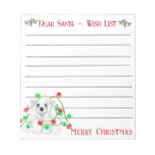 クリスマスかわいいホッキョクグマの子、サンタベアの子 ノートパッド (正面)