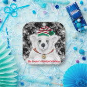 クリスマスかわいいホッキョクグマの子、サンタベアの子 ペーパープレート (パーティー)