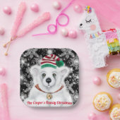 クリスマスかわいいホッキョクグマの子、サンタベアの子 ペーパープレート (パーティー)