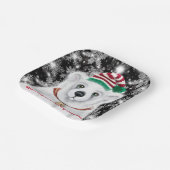 クリスマスかわいいホッキョクグマの子、サンタベアの子 ペーパープレート (傾斜あり)