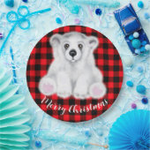 クリスマスかわいいホッキョクグマの子、サンタベアの子 ペーパープレート (パーティー)