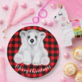 クリスマスかわいいホッキョクグマの子、サンタベアの子 ペーパープレート (パーティー)