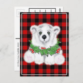 クリスマスかわいいホッキョクグマの子、サンタベアの子 ポストカード (正面/裏面)