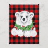 クリスマスかわいいホッキョクグマの子、サンタベアの子 ポストカード (正面)
