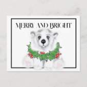 クリスマスかわいいホッキョクグマの子、サンタベアの子 ポストカード (正面)