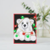 クリスマスかわいいホッキョクグマの子、サンタベアの子 ポストカード (スタンド正面)