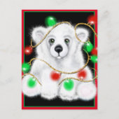 クリスマスかわいいホッキョクグマの子、サンタベアの子 ポストカード (正面)