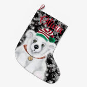 クリスマスかわいいホッキョクグマの子、サンタベアの子 ラージクリスマスストッキング (正面 (吊り時))