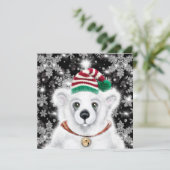 クリスマスかわいいホッキョクグマの子、サンタベアの子 招待状 (スタンド正面)