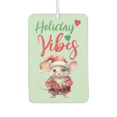 クリスマスかわいいマウスの休日の緑の赤 カーエアーフレッシュナー (正面)