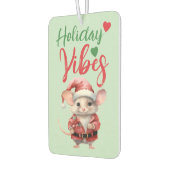 クリスマスかわいいマウスの休日の緑の赤 カーエアーフレッシュナー (左)