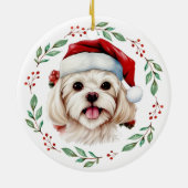 クリスマスかわいいマルチーズパーソナライズされた犬 セラミックオーナメント (裏面)