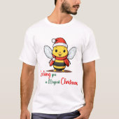 クリスマスかわいいミツバチの魔法を祈る Tシャツ (正面)