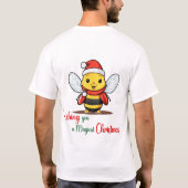クリスマスかわいいミツバチの魔法を祈る Tシャツ (裏面)