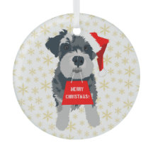 クリスマスかわいいミニチュアシュナウザードッグサンタハット