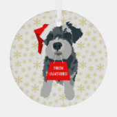 クリスマスかわいいミニチュアシュナウザードッグサンタハット ガラスオーナメント (裏面)