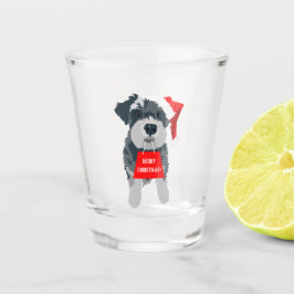 クリスマスかわいいミニチュアシュナウザードッグサンタハット ショットグラス