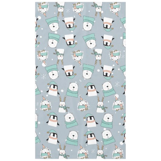 クリスマスかわいいモダン動物 テーブルクロス (正面)