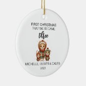 クリスマスかわいいライオンの家族の3人 セラミックオーナメント (右)