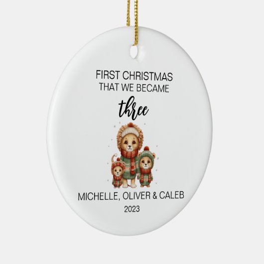 クリスマスかわいいライオンの家族の3人 セラミックオーナメント (右)