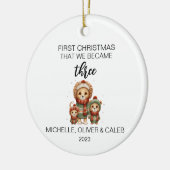 クリスマスかわいいライオンの家族の3人 セラミックオーナメント (左)