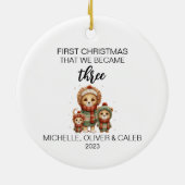 クリスマスかわいいライオンの家族の3人 セラミックオーナメント (裏面)