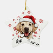 クリスマスかわいいラブラドールパーソナライズされた犬 セラミックオーナメント (正面)