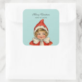 クリスマスかわいいヴィンテージ小妖精や小人ガールパーソナライズされた スクエアシール (バッグ)