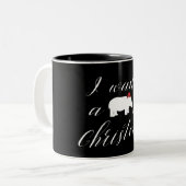 クリスマスかわいい休日にカバが欲しい ツートーンマグカップ (正面左)