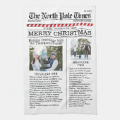 クリスマスかわいい写真お洒落おもしろい新聞 キッチンタオル (縦)