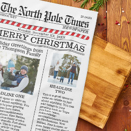 クリスマスかわいい写真お洒落おもしろい新聞 キッチンタオル