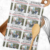 クリスマスかわいい写真お洒落新聞の柄 キッチンタオル