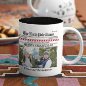 クリスマスかわいい写真お洒落新聞プリント ツートーンマグカップ