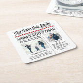 クリスマスかわいい写真コラージュシンプル新聞 スクエアペーパーコースター (アングル)