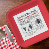 クリスマスかわいい写真コラージュシンプル新聞 ペーパープレート