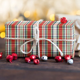 クリスマスかわいい冬の赤い緑の格子模様 薄葉紙