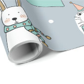 クリスマスかわいい動物の漫画スタイル ラッピングペーパー (ロールコーナー)