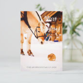 クリスマスかわいい動物の雪馬の農場の国 招待状 (スタンド正面)