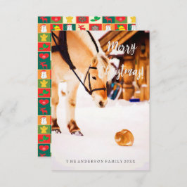 クリスマスかわいい動物の雪馬の農場の国 招待状